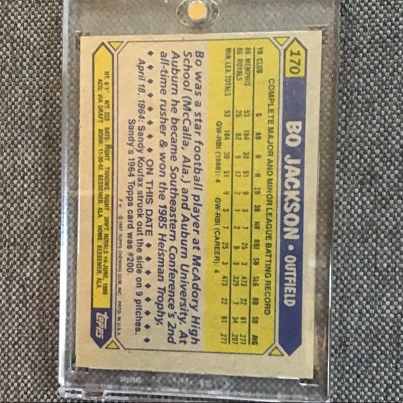 BO Jackson 1987 Topps Future Stars Rookie Card - Picture 2 of 2